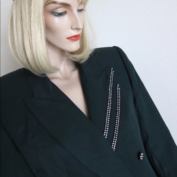 True Vintage 80s New Wave Jacket Forest Green Eighties Criscione NY New York XS - Picture 2 of 5